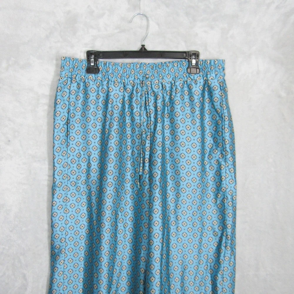 Max Studio Women's XL Set Pajamas Teal Blue Paisley Print Top Pants Lounge New